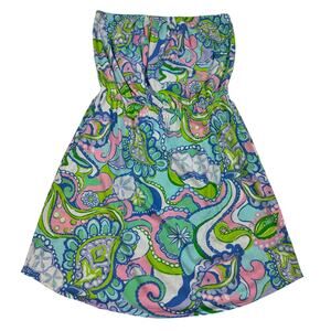 Lilly Pulitzer Lightweight Cotton Strapless Dress Swim Coverup Women's Size L
